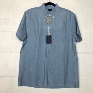 J. Crew NEW Japanese Fabric blue button up mens shirt L